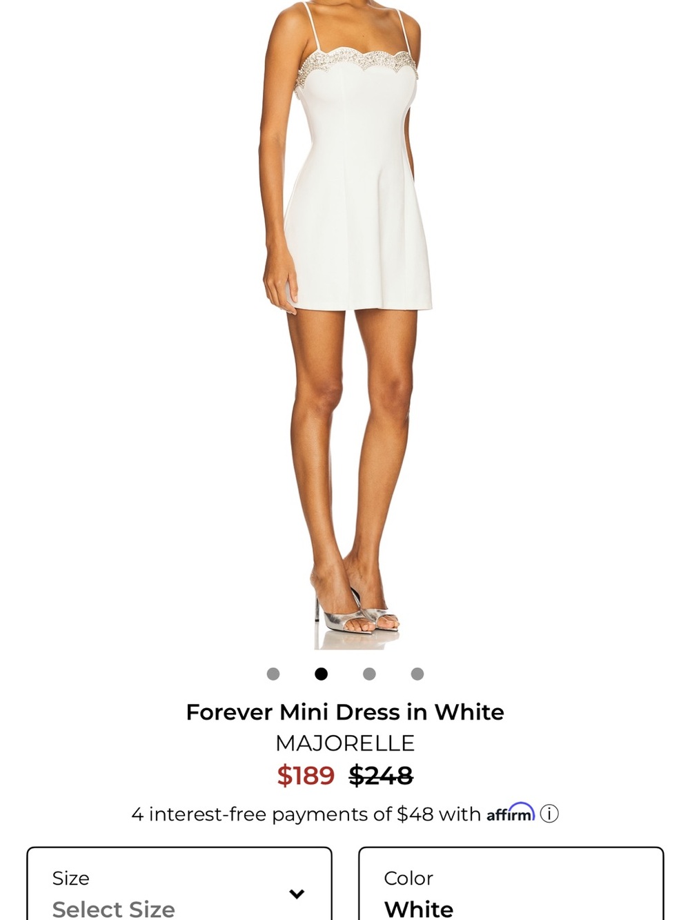 MAJORELLE Lace-Trim White Mini Dress